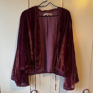 Free People Burgundy Velvet Kimono